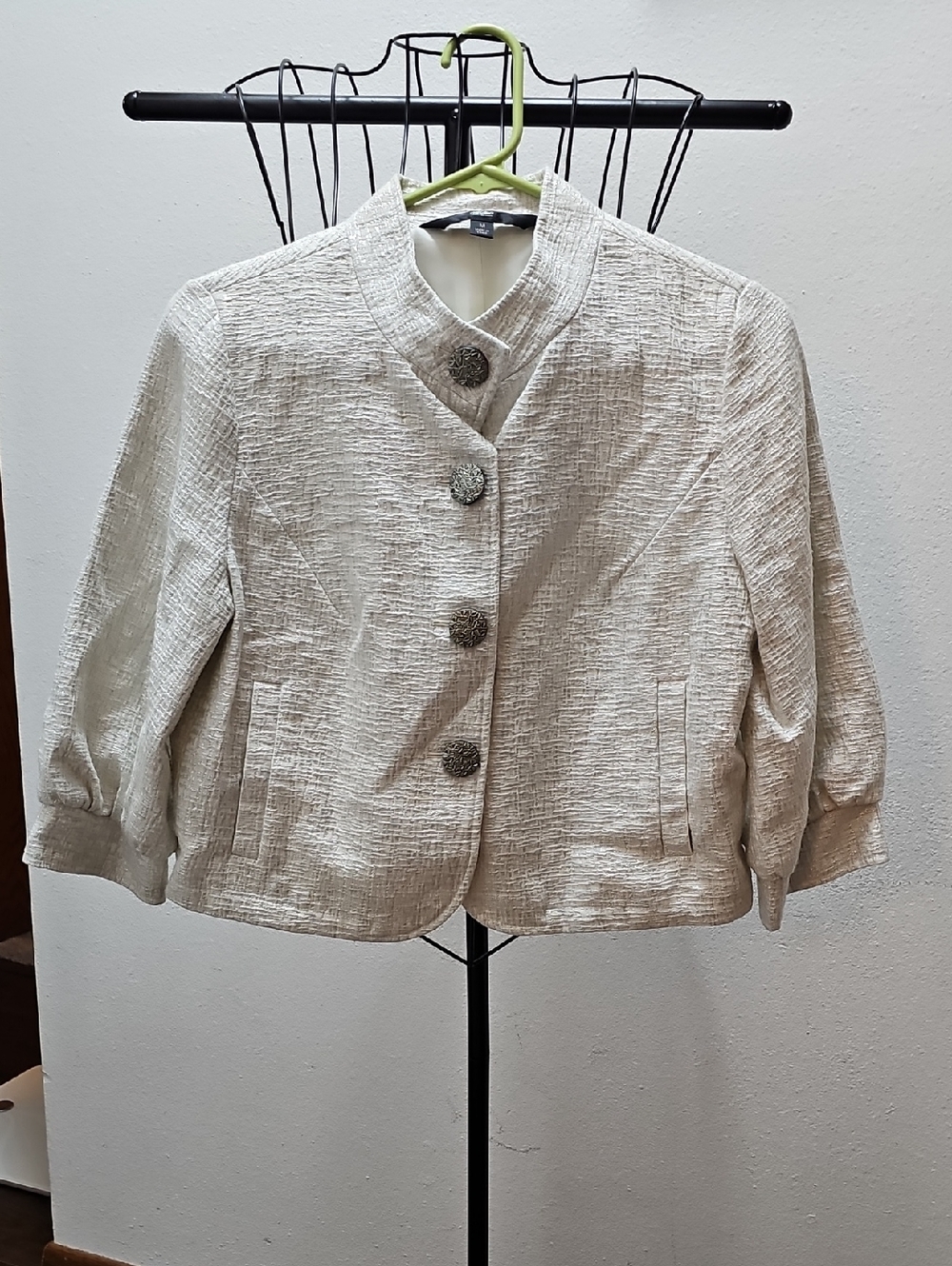 Mossimo Supply Co. Cream Textured Button-Front Cropped Jacket